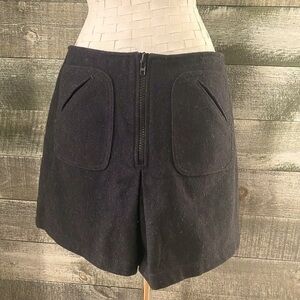 GAP Vintage Y2K Virgin Wool Black Mini Skirt Front Zipper with Pleat